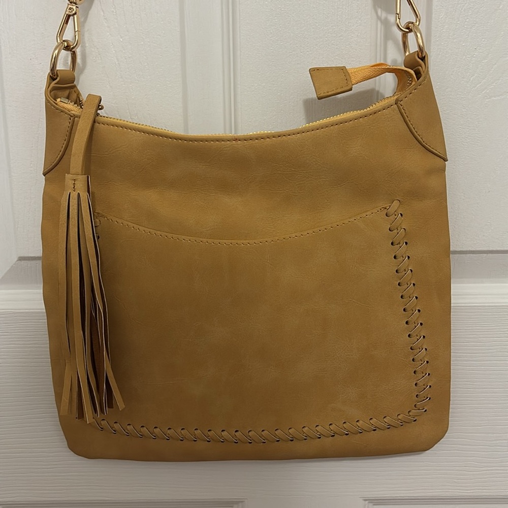 Moda Luxe Vegan Shoulder Bag Hobo Tassel Accent With Detachable Strap